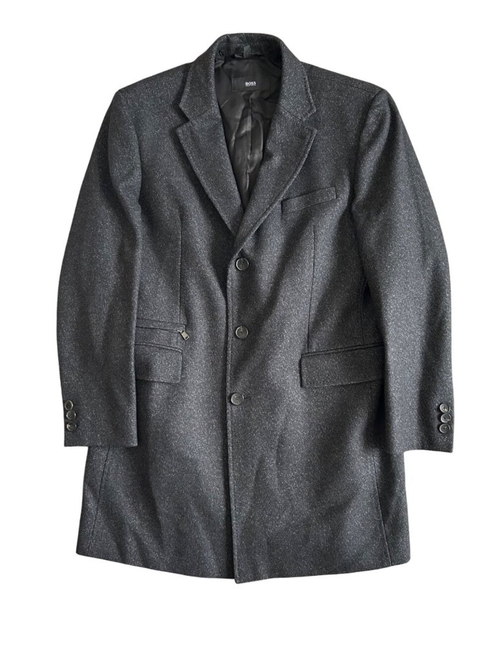 Hugo Boss Men's Sz 44R Charcoal Wool Blend Overcoat